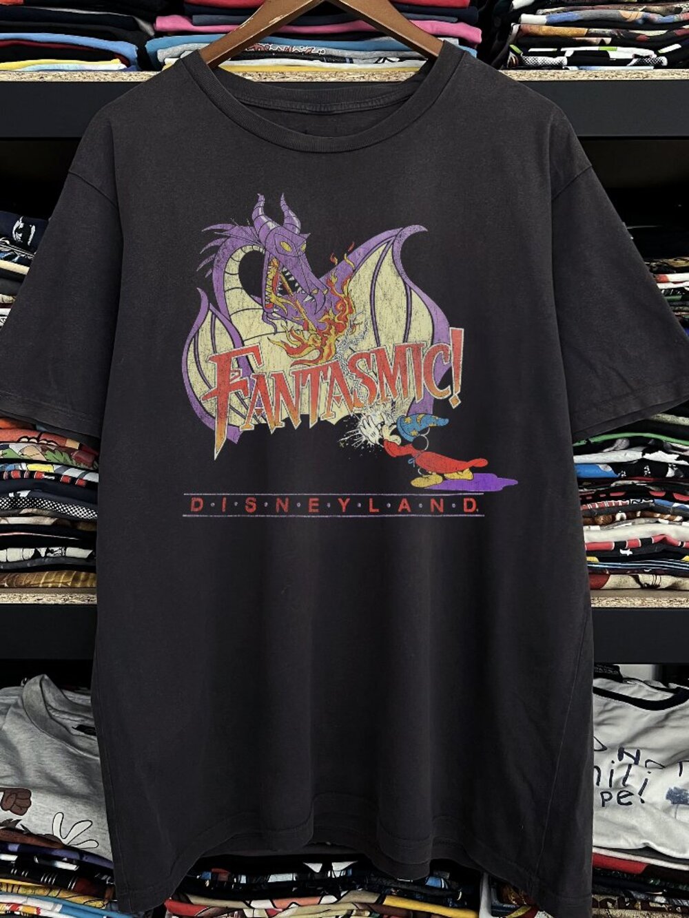 90s Fantasia Fantasmic Disneyland Washed Black Tee 91